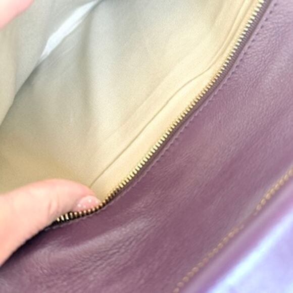 TORY BURCH Reva Shoulder Bag Wild Plum Purple Leather Chain Strap Logo Luxury - Picture 5 of 9